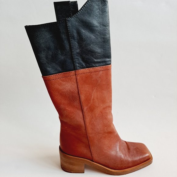 Chanel Brown Black Leather Boots Size 36.5 - Picture 12 of 16